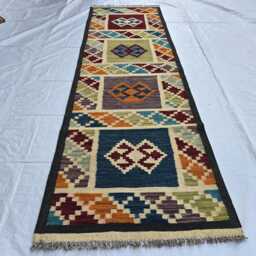 Handwoven Afghan Kilim Runner 2x6 Tribal Wool Rug - thumbnail 2
