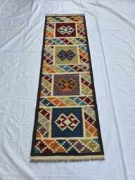 Handwoven Afghan Kilim Runner 2x6 Tribal Wool Rug - thumbnail 1