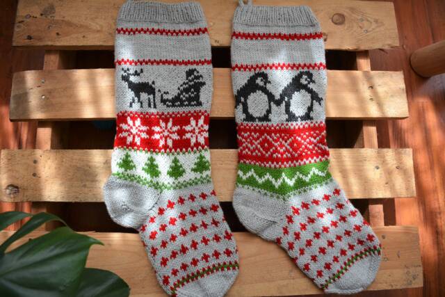 Hand Knitted Christmas Stocking, Home Decor, Personalized Christams Stocking - image 1