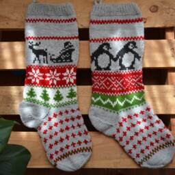 Hand Knitted Christmas Stocking, Home Decor, Personalized Christams Stocking - thumbnail 3