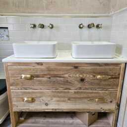 Abingdon Handmade Reclaimed Timber Bathroom Vanity Unit - Rustic Wooden Furniture Storage Cupboard - thumbnail 3