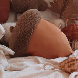 Acorn Pillow - Sherpa Boucl??, Burnt Orange Cotton Woodland Nursery Decor - thumbnail 2