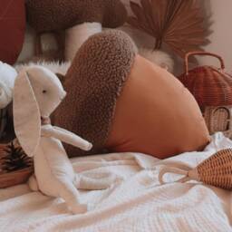Acorn Pillow - Sherpa Boucl??, Burnt Orange Cotton Woodland Nursery Decor - thumbnail 3
