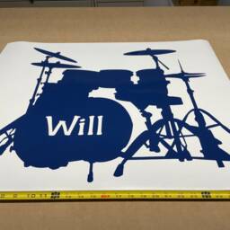 Drum Set Wall Decal, Music Instrument Custom Drum Vinyl Sticker, Boys Bedroom Decor, Band Mural, Personalized Name Decal - thumbnail 3