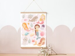 Mermaid, Shell & Sealife Print For Girls Room, Playroom Or Nursery - Print Only - thumbnail 1