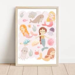 Mermaid, Shell & Sealife Print For Girls Room, Playroom Or Nursery - Print Only - thumbnail 2