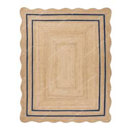 Scallop Jute Rug, Natural Wavy Edge Scalloped Shape Bohemian Boho Decor Area Custom Rug - thumbnail 3