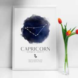 Capricorn Star Sign Constellation Print & Frame Gift - Astronomy Astrology Zodiac Stars Art Wall Decor For Her Him Boyfriend Girlfriend Boho - thumbnail 2