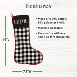 Personalized Christmas Stocking - Custom Buffalo Plaid Rustic Holiday D??cor Farmhouse Mantel 19 - thumbnail 2