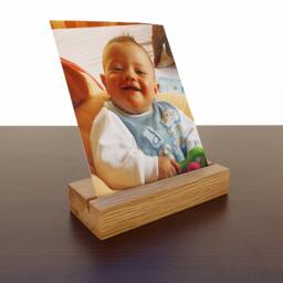 Wood Photo Holder. Wooden Postcard Card Office Display. Oak - thumbnail 2