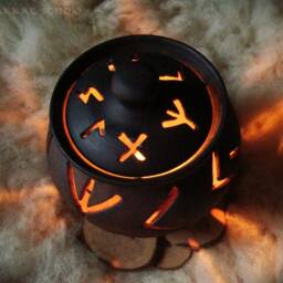 Handmade Ceramic Lantern With Runes Of The Elder Futhark - thumbnail 3