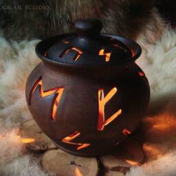 Handmade Ceramic Lantern With Runes Of The Elder Futhark - thumbnail 2