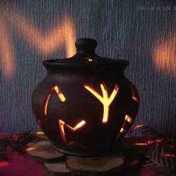 Handmade Ceramic Lantern With Runes Of The Elder Futhark - thumbnail 4