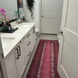 Extra Large Stair Runner Purple Hand-Block Printed Cotton Rug Hallway Hand-Tufting Work Kilim Boho 2x30 3x25 4x40 Feet - thumbnail 3