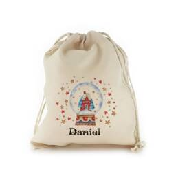Personalized Christmas Sack, Snow Globe Design Drawstring Bag - thumbnail 1