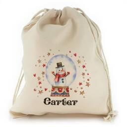 Personalized Christmas Sack, Snow Globe Design Drawstring Bag - thumbnail 4