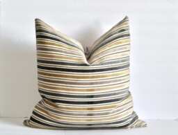 striped Mauve Velvet Pillow Cover Purple Grey & Gold Decorative Cushion