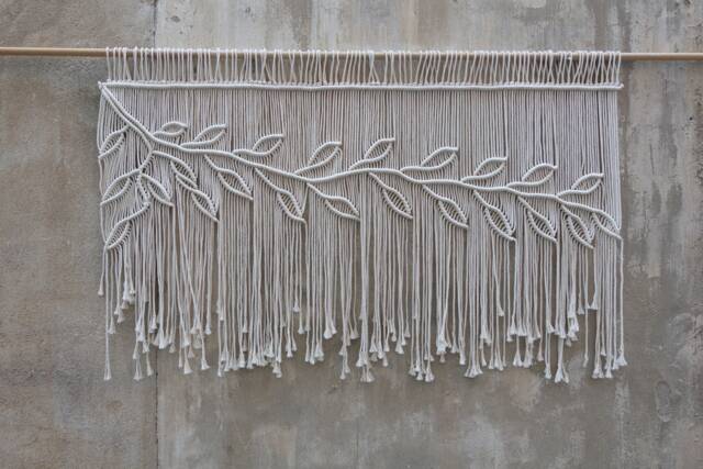 Macrame Bedroom Decor, Wall Hanging, Leaves Headboard - image 1
