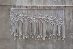 Macrame Bedroom Decor, Wall Hanging, Leaves Headboard - thumbnail 1