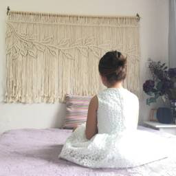 Macrame Bedroom Decor, Wall Hanging, Leaves Headboard - thumbnail 4