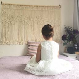 Macrame Bedroom Decor, Wall Hanging, Leaves Headboard - thumbnail 3