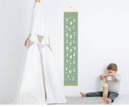 Green Alphabet Growth Chart, Nursery Wall Hanging, Kids Room Decor - thumbnail 1