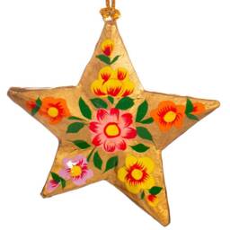 star Shaped Kashmiri Floral Papier-M??ch?? Christmas Tree Decorations - Festive Bauble Ornament Opulent Traditional Colourful Gift - thumbnail 3