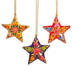 star Shaped Kashmiri Floral Papier-M??ch?? Christmas Tree Decorations - Festive Bauble Ornament Opulent Traditional Colourful Gift - thumbnail 1