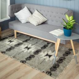 3??5 Gray Black White Aztec Wool Runner, Grey Navajo Runner Rug, Rastic Rug With Pattern Made Of Wool, Bedside - thumbnail 4