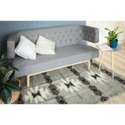 3??5 Gray Black White Aztec Wool Runner, Grey Navajo Runner Rug, Rastic Rug With Pattern Made Of Wool, Bedside - thumbnail 3