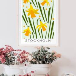 stockholm Flower Market Print Retro Daffodil Botanical Art - thumbnail 2