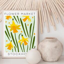 stockholm Flower Market Print Retro Daffodil Botanical Art - thumbnail 3