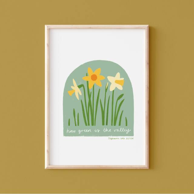 March A5 Giclee Print How Green Is The Valley Daffodils Illustration - image 1