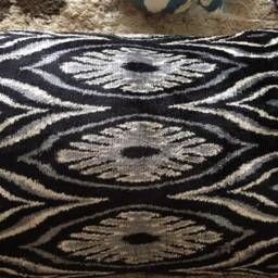 Handwoven Ikat Velvet Pillow Cover Uzbek Bohemian Cushion - 24x16 - thumbnail 3