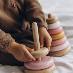 Montessori Stacker, Wooden Calming Stacking Toy, Pastel Color Development Shape Sorter, First Christmas Gift Toddler - thumbnail 2