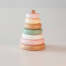 Montessori Stacker, Wooden Calming Stacking Toy, Pastel Color Development Shape Sorter, First Christmas Gift Toddler - thumbnail 1