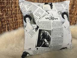 Jacquard Cushion Cover Black/Beige/White, Retro Vintage