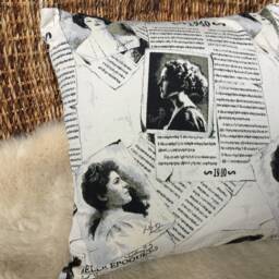 Jacquard Cushion Cover Black/Beige/White, Retro Vintage - thumbnail 2