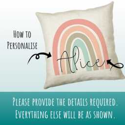 Personalised Rainbow Cushion Gift Printed Name Design - Throw Pillow For Girls Mum Nan Sister Her Birthday Christmas Cs001 - thumbnail 3