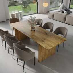 Solid Oak Dining Table Wooden Base 049 - thumbnail 2