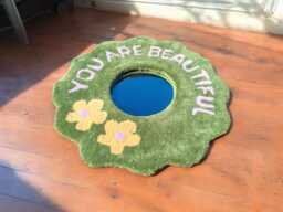 Round Wall Mirror, Moss Art Handmade With Green Wool Tufting, A Special Gift For Girlfriend's Birthday. Moss Decorative Mirror
