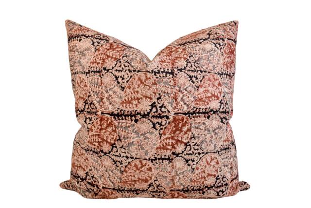 Indian Block Print Pillow Cover - Black, Rust, Terra Cotta, Gray - image 1