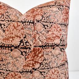 Indian Block Print Pillow Cover - Black, Rust, Terra Cotta, Gray - thumbnail 3