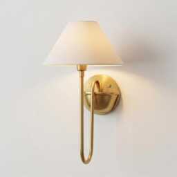 Wall Light Brushed Gold Fabric Shade Sconce, Luxury Modern Bedside Lamp, Elegant Scandinavian Lighting Fixture - thumbnail 3