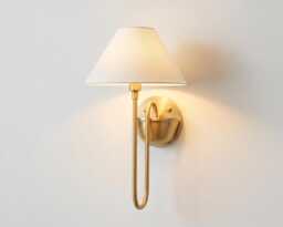Wall Light Brushed Gold Fabric Shade Sconce, Luxury Modern Bedside Lamp, Elegant Scandinavian Lighting Fixture - thumbnail 1