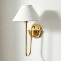 Wall Light Brushed Gold Fabric Shade Sconce, Luxury Modern Bedside Lamp, Elegant Scandinavian Lighting Fixture - thumbnail 2