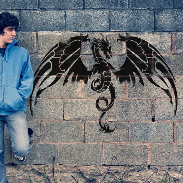 Winged Dragon Stencil Reusable Wall Art Decor - image 1