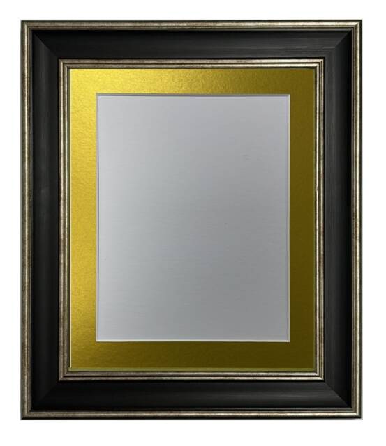 Scandi Black & Distressed Silver Picture Frame With Gold Mount - image 1
