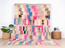 Vintage Pink Boujaad Rug, Authentic Moroccan 6x10 Ft - thumbnail 1
