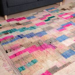 Vintage Pink Boujaad Rug, Authentic Moroccan 6x10 Ft - thumbnail 3
